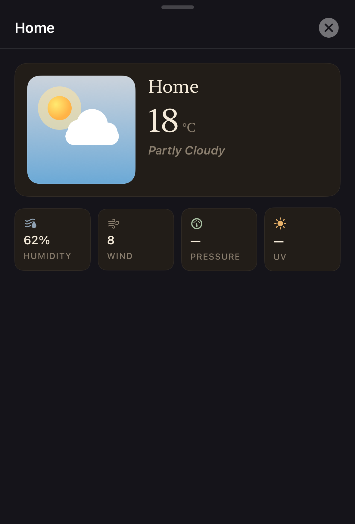 Weather drawer screenshot